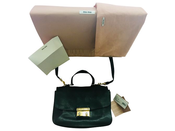 Borsa a tracolla Miu Miu Madras in pelle nera Nero