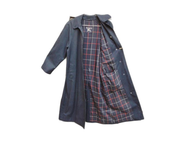 Burberry woman raincoat vintage t 34 / 36 Navy blue Cotton Polyester  ref.293145