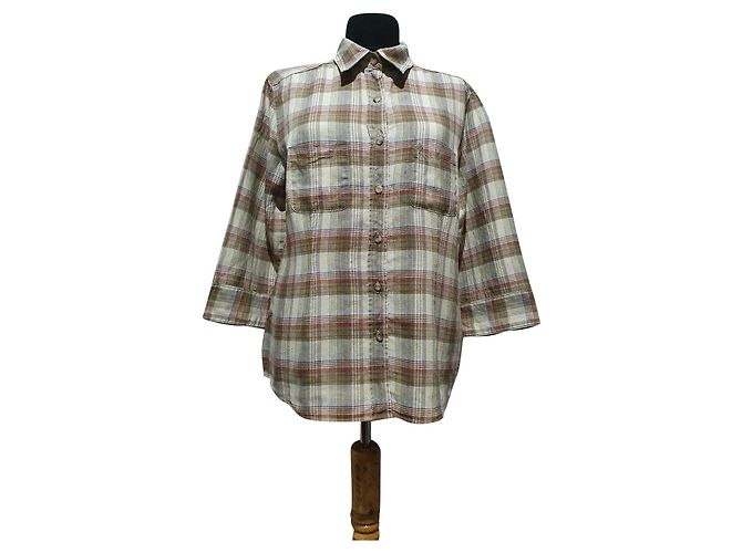 Camisa Mulberry de lino con estampado tartán Multicolor