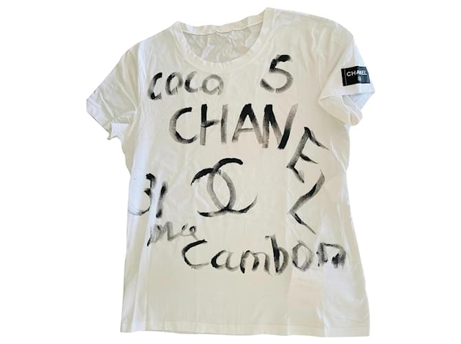 Camiseta navideña chanel 2008 Blanco Algodón  ref.293160