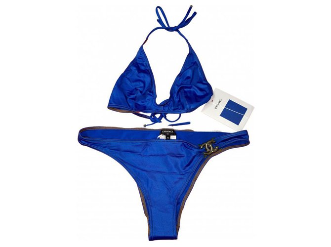 Chanel Trajes de baño Azul marino Licra  ref.293211
