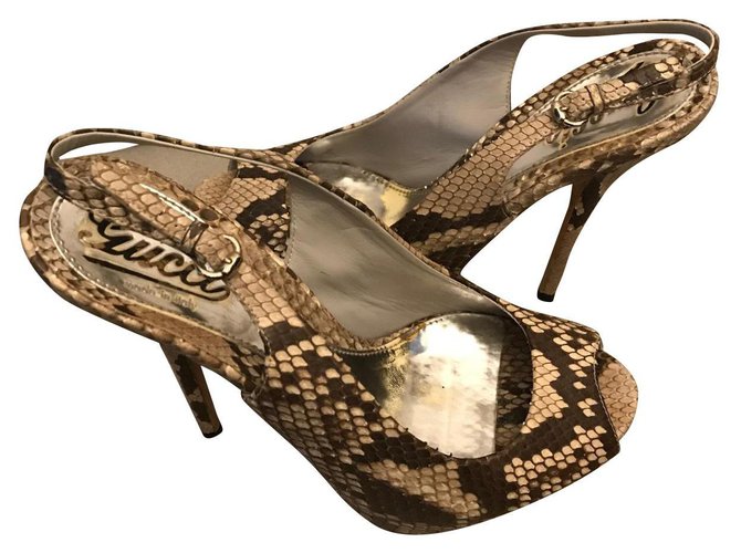Gucci Python Sandals Grey and Brown Multiple colors 