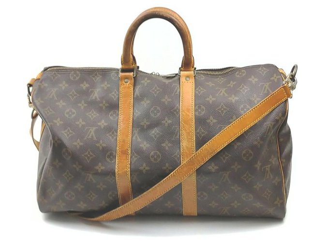 Louis Vuitton Monogram Keepall Bandouliere 45 Duffle Bag with Strap Brown  Leather Metal ref.293453 - Joli Closet