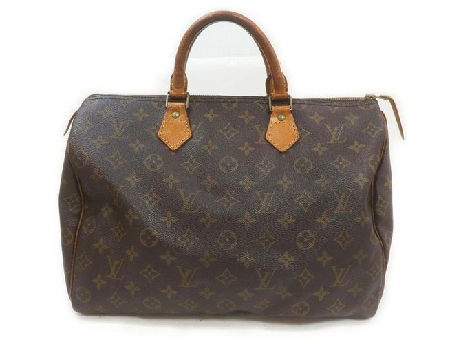 Louis Vuitton Monogram Speedy 35 Boston Bag GM Brown Leather  ref.293464