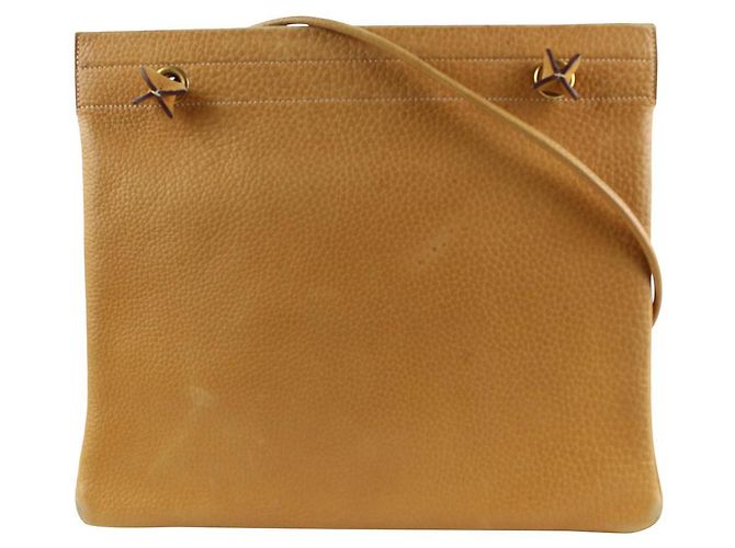 Hermès Brown Leder Aline MM flache Einkaufstasche