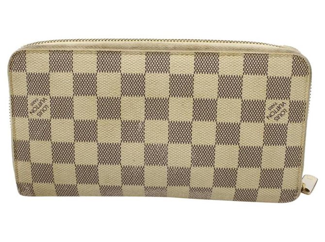Louis Vuitton Damier Azur Zippy Organizer Wallet Zip Around Beige Leather  ref.293615 - Joli Closet