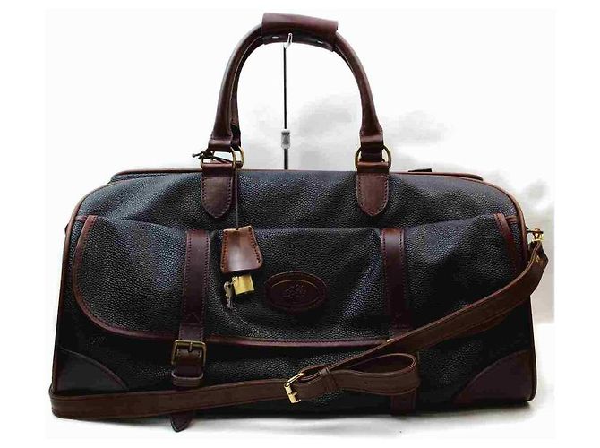Mulberry Duffle grande preto x marrom com alça Travel Boston