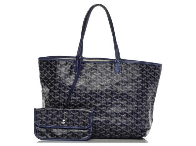 Goyard Navy Blue Chevron St Louis Tote Bag with Pouch Leather ref