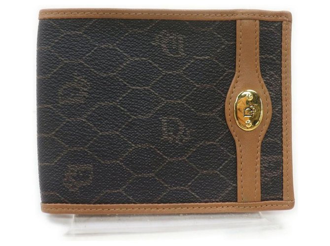 Christian Dior Ultra Rare Honeycomb Black Monogram Trotter Bifold Men's Wallet Leather  ref.293701