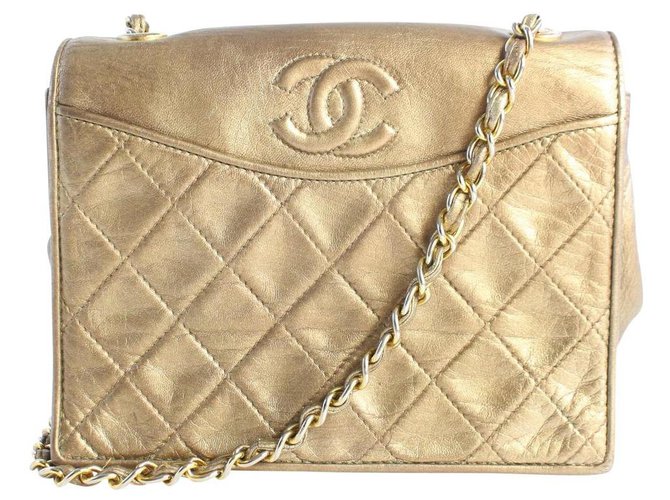 Chanel Metallic Quilted Lambskin Retro Flap Chain Crossbody Leather  ref.293728