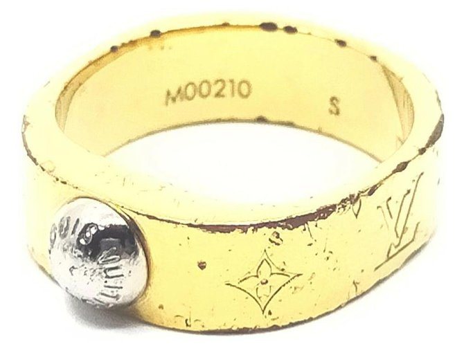 Louis Vuitton Monogram Silver Tone Band Ring Size L