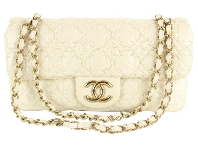 chanel flap bag white gold chain