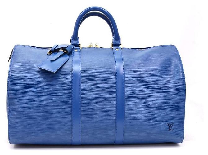Louis Vuitton Toledo Blue Epi Leather Keepall 50 Mochila