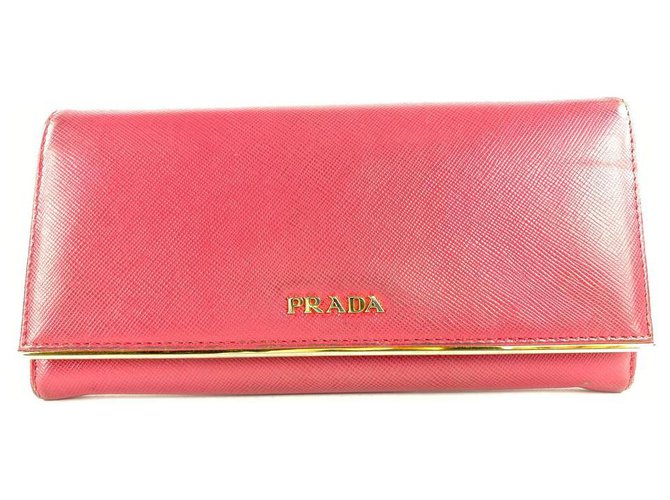 Prada Pink Saffiano Leather Flap Wallet Long 5PR128  ref.293795