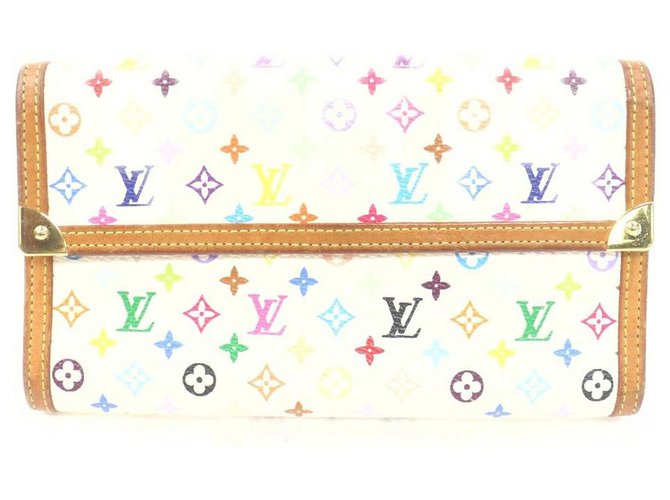 Louis Vuitton Monogram Multicolor Sarah Wallet Long White Tresor  Portefeiulle