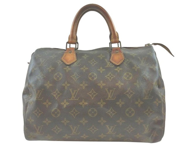 Louis Vuitton Monogram Speedy 30 Boston Bag MM Leather Metal  ref.293858