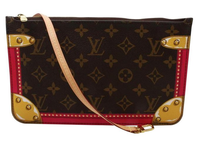 Louis Vuitton Rare Summer Trunks Monogram Neverfull Pochette GM Wristlet Bag  ref.293867