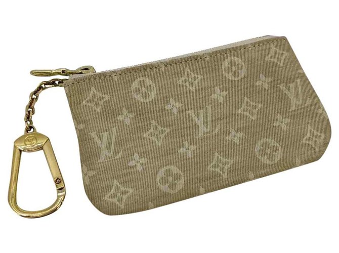 Louis Vuitton Beige Cream Monogram Mini Lin Key Pouch Pochette Cles Keychain  Metal ref.293951 - Joli Closet