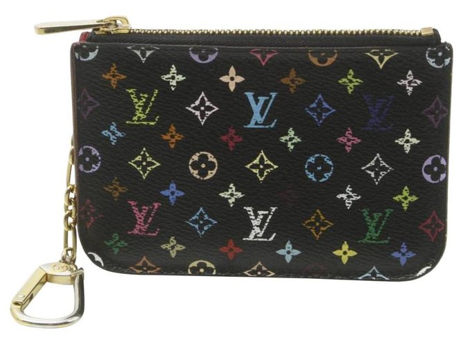 Louis Vuitton Black Monogram Multicolore Key Pouch Pochette Cles NM Keychain  Leather ref.293993 - Joli Closet