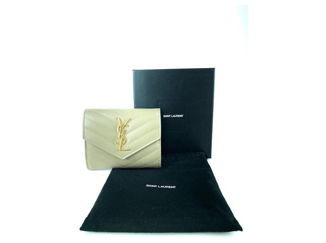 YSL Monogram Small Envelope Wallet In Grain De Poudre Embossed