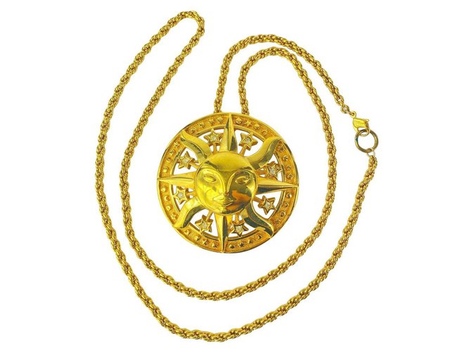 Kristall Gold Mond Halskette Brosche Combo 10DIOR22 Weißgold  ref.294226
