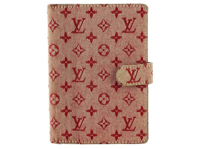 Louis Vuitton Agenda anilla pequeña Cerise Monogram Mini Lin 12LVA1022 Cuero  ref.294228