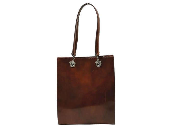 Cartier Brown Havana Patent Leather Tote  ref.294240