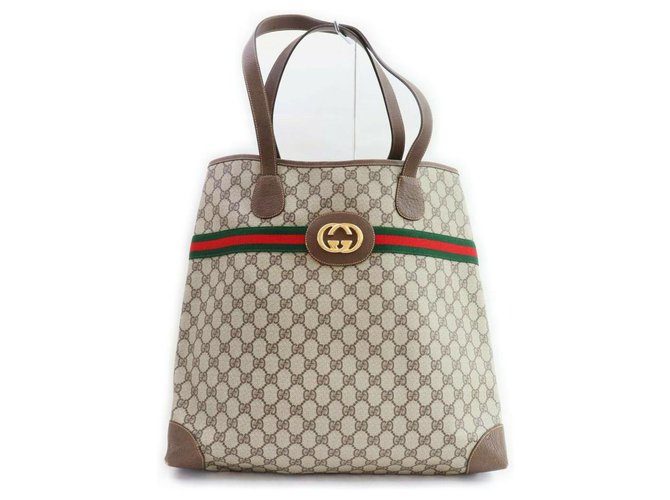 Gucci Bolso tote de compras con grande con diseño GG de color marrón ref.294336 - Joli Closet
