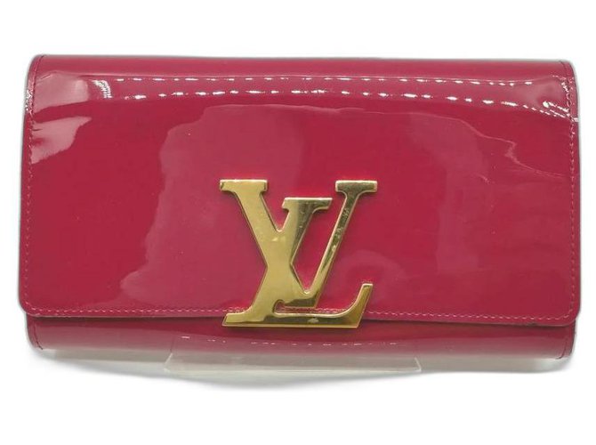 Louis Vuitton Indian Rose Portefeuille Louise Cartera Con Solapa Pink Vernis  ref.294342