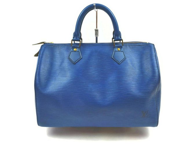 Blue Louis Vuitton Epi Speedy 30 Boston Bag