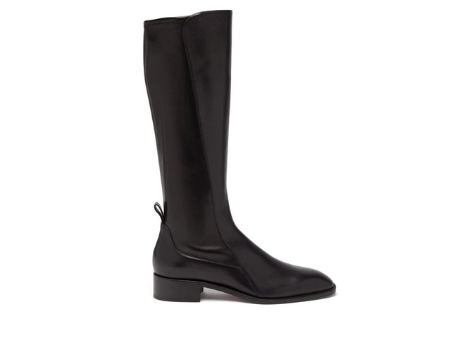Christian Louboutin Black Tagastretch Leather Knee-high Boots Booties Size 37 3lbsz37  ref.294490