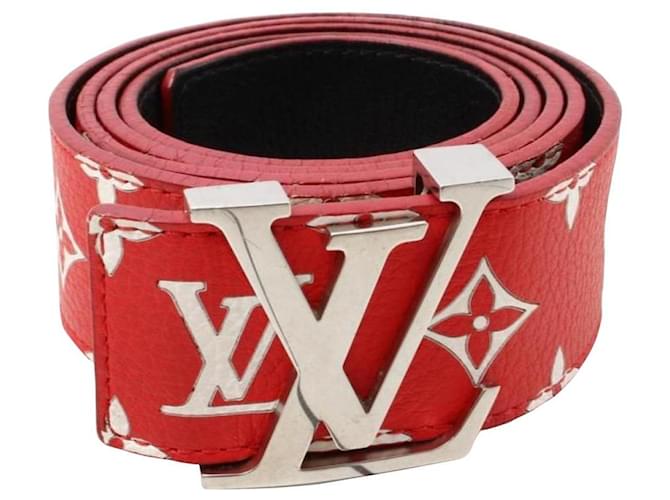 Louis Vuitton Rarissimo 100/40 Iniziali della cintura con monogramma rosso  LV x Supreme Pelle ref.294524 - Joli Closet