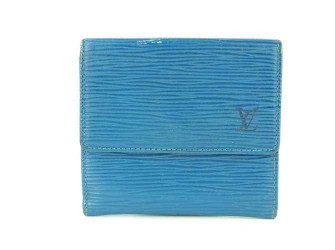 Louis Vuitton Blue Epi Leather Elise Compact Wallet with Box