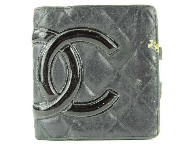 Chanel Black Quilted Cambon Ligne Compact Wallet 3C11117 Leather  ref.294577