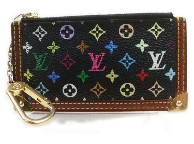 Louis Vuitton Black Monogram Multicolor Key Pouch Pochette Cles Keychain Multiple colors Leather  ref.294675