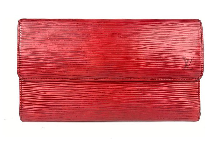 Louis Vuitton Red Epi Leder Sarah Flap Geldbörse 14LVA101  ref.294715