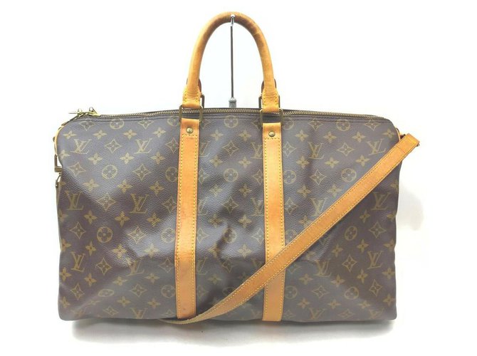 Louis Vuitton Monogram Keepall Bandouliere 45 Duffle Bag with Strap Leather  ref.294779