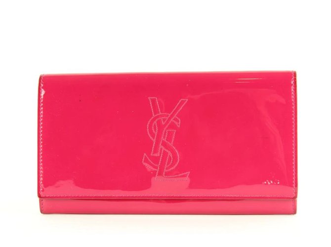 Saint Laurent Pink Patent Leather YSL Logo Belle de Jour Wallet  ref.294797