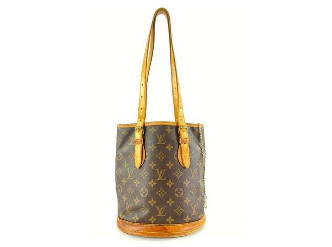 Louis Vuitton Monogram Bucket Petite Bucket Bag Braun Leder  ref.294806