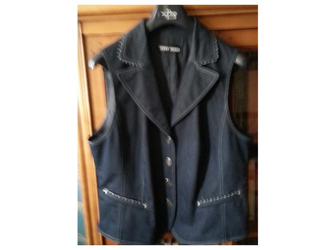 Giacca in denim senza maniche Gerry Weber blu navy cotone XXL