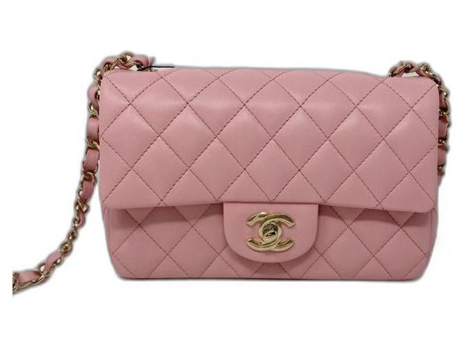 chanel mini flap pink new summer Cuir Rose  ref.295043