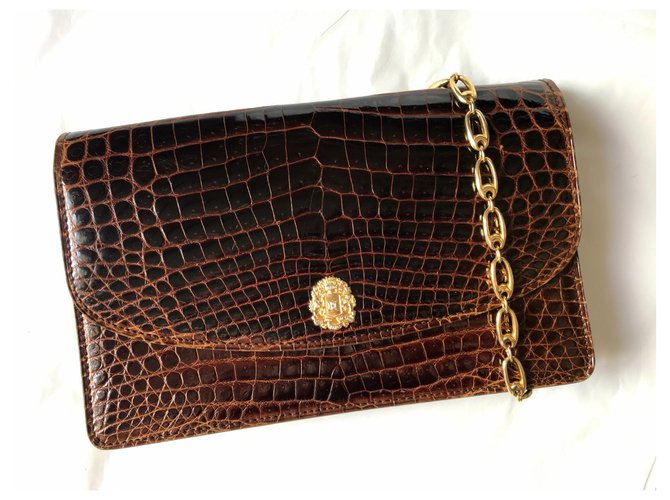 Triomphe chain leather crossbody bag Celine Brown in Leather - 36932177