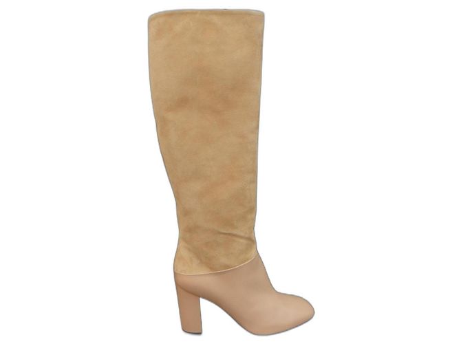 Botas Moreschi Fabiola de ante y piel beige