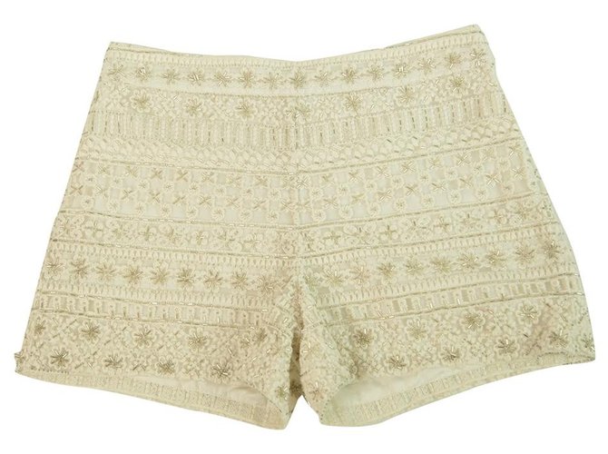 Alice + Olivia Short d'été entièrement perlé à glissière dans le dos blanc Pantalon taille de pantalon 4  ref.295383