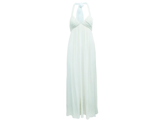 Alice + Olivia Ivory Elegant Maxi Evening Dress White Cream Silk  ref.295407