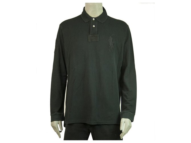 Polo Ralph Lauren Ralph Lauren Polo Sport Chemise à manches longues en coton noir délavé pour homme Taille XL  ref.295477