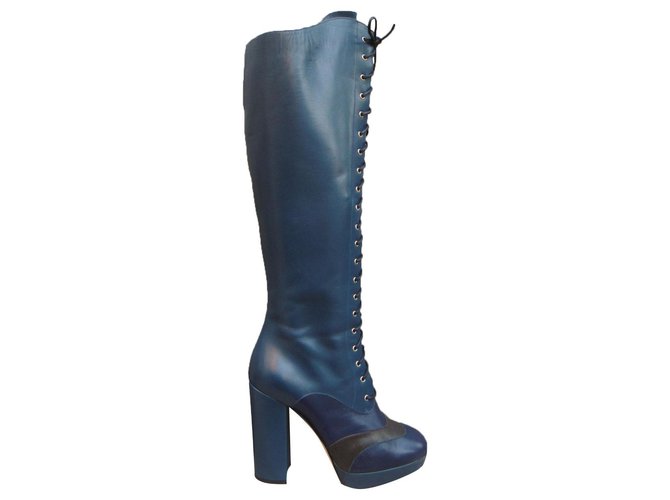 bally p boots 39,5, New condition Blue Leather  ref.295557