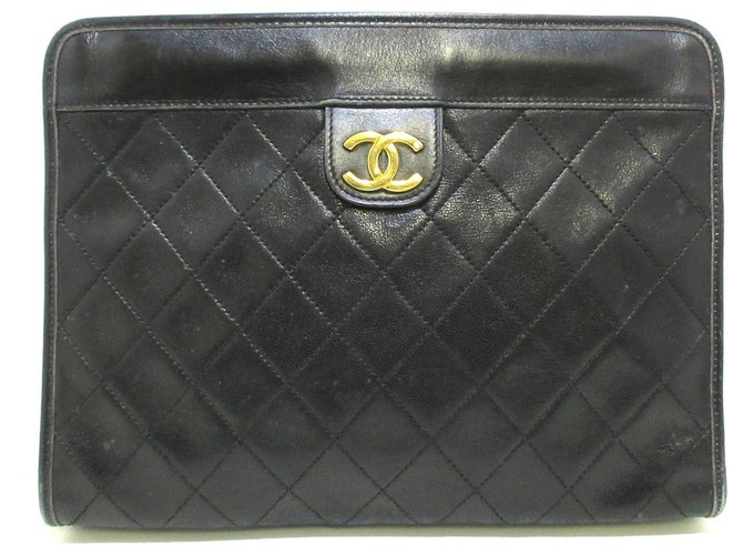Chanel Matrasse Black Leather  ref.295607