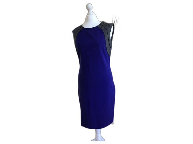 Diane Von Furstenberg Bloqueio de cores para vestido DvF Hallie, US 12 Azul Cinza Viscose  ref.295676