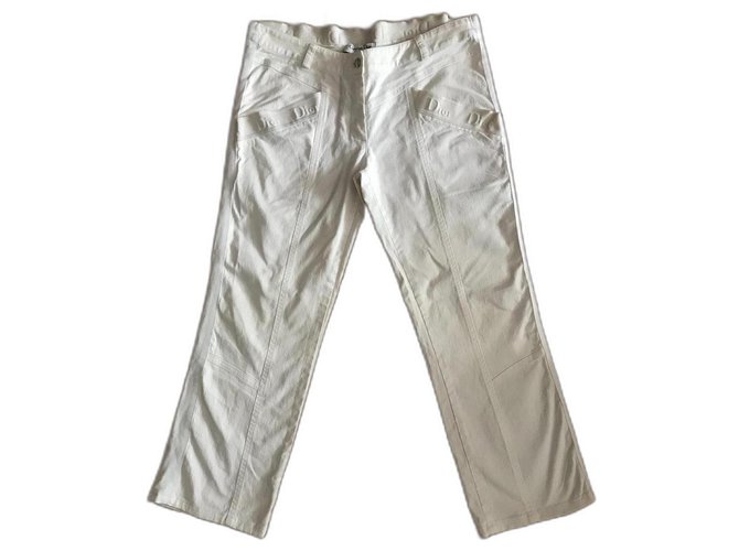 Dior Un pantalon, leggings Coton Blanc  ref.295678
